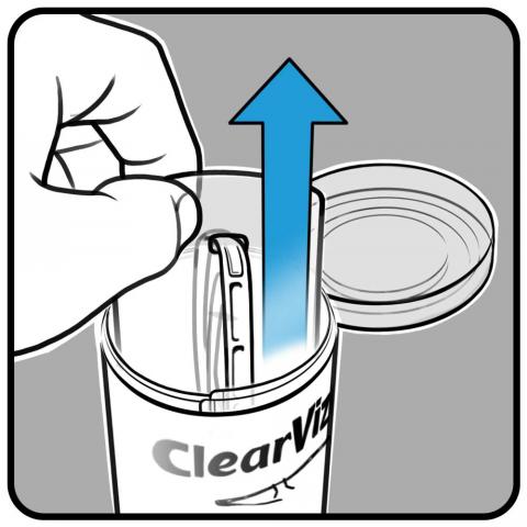 Bedienungsanleitung - 3 - ClearVizor Rahmen aus Dose nehmen